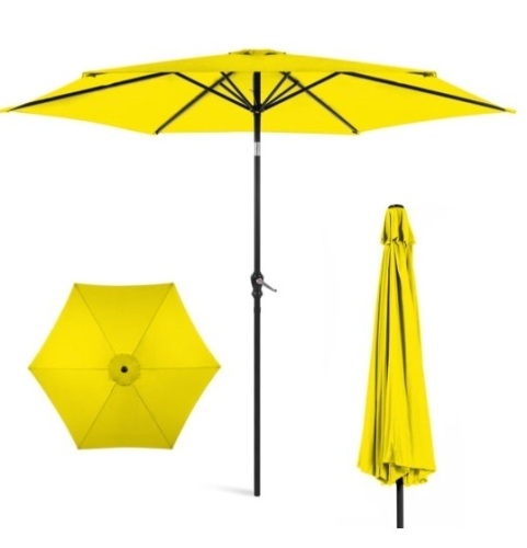 Outdoor Steel Market Patio Umbrella Decoration w/ Tilt, Crank Lift - 10ft., Yellow - Lot 171