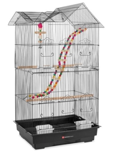 Indoor Outdoor Iron Birdcage w/ Removable Tray, 4 Feeders, 2 Toys - 36in - Lot 178