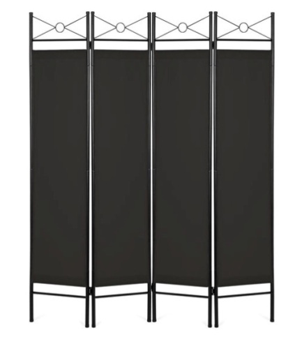 4-Panel Folding Privacy Screen Room Divider Decoration Accent, 6ft, Black - Lot 182