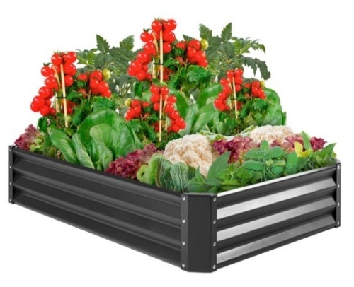 Outdoor Metal Raised Garden Bed for Vegetables, Flowers, Herbs, Dark Gray - Lot 183