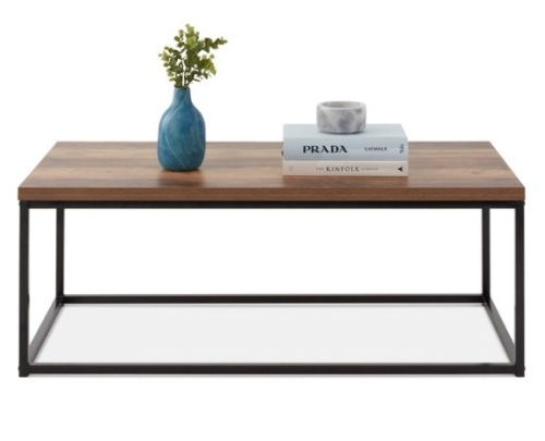 44in Modern Industrial Rectangular Wood Grain Coffee Table w/ Metal Frame, Brown - Lot 184
