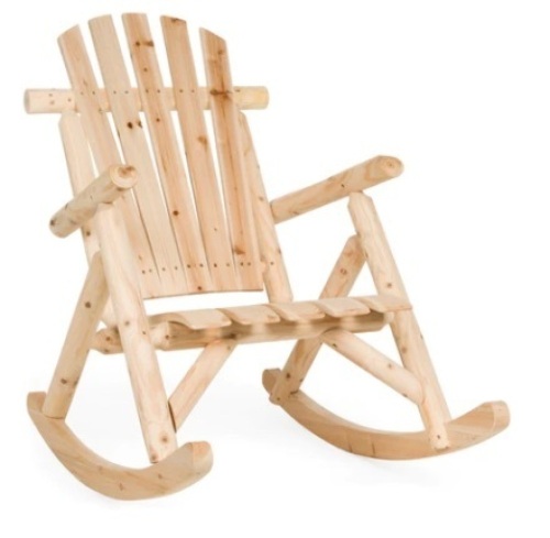 Rocking Wood Adirondack Chair Accent Furniture w/ Natural Finish - Lot 201