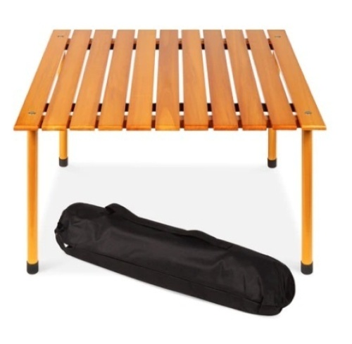 Foldable Indoor Outdoor Wooden Table w/ Carrying Case - 28x28in - Lot 204