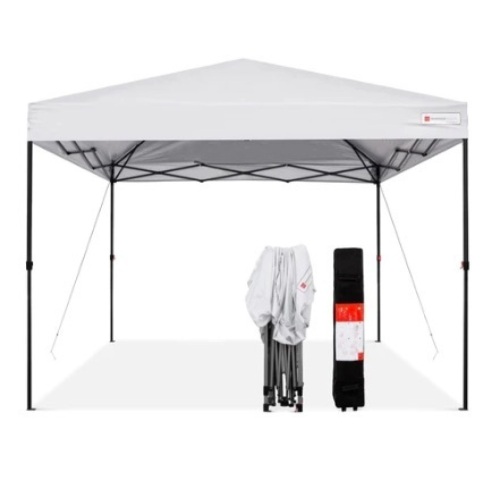 One-Person Setup Instant Pop Up Canopy w/ Wheeled Bag - 10x10ft, White - Lot 218