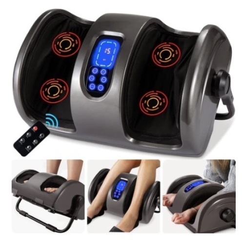 Reflexology Shiatsu Foot Massager w/ High-Intensity Rollers, Remote Control, Gray - Lot 224