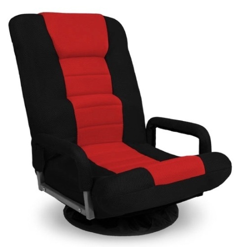 Gaming Floor Chair w/ 360-Degree Swivel, Armrest, Adjustable Backrest, Black/Red - Lot 309
