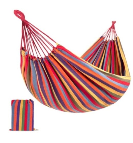 2-Person Brazilian-Style Double Hammock w/ Portable Carrying Bag, Rainbow - Lot 328