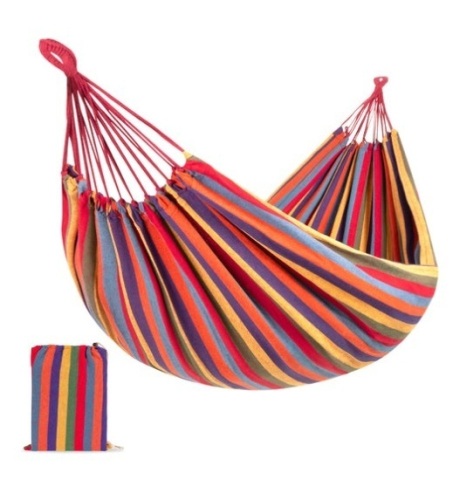2-Person Brazilian-Style Double Hammock w/ Portable Carrying Bag, Rainbow - Lot 329