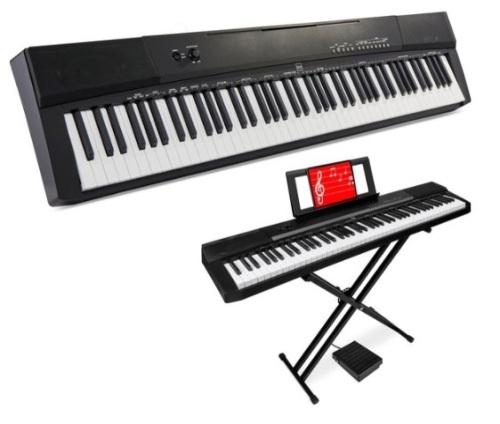 88-Key Digital Piano Set w/ Semi-Weighted Keys, Stand, Sustain Pedal - Lot 334