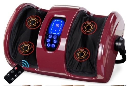 Reflexology Shiatsu Foot Massager w/ High-Intensity Rollers, Remote Control, Burgundy - Lot 346