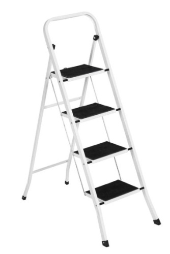 Folding Steel 4-Step Ladder w/ Hand Rail, Wide Steps, 330lbs Capacity - Lot 359