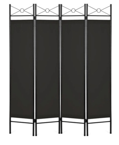 4-Panel Folding Privacy Screen Room Divider Decoration Accent, 6ft, Black - Lot 367