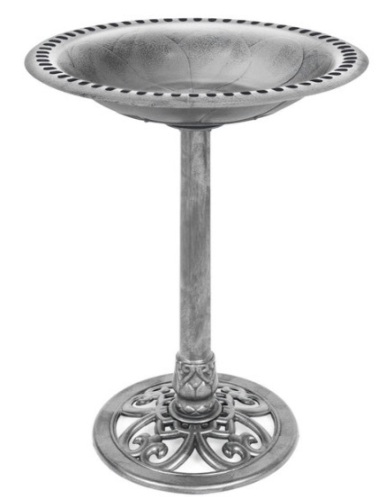 Vintage Outdoor Garden Bird Bath w/ Fleur-de-Lis Accents, Stone - Lot 370
