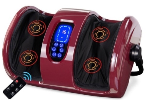 Reflexology Shiatsu Foot Massager w/ High-Intensity Rollers, Remote Control, Burgundy - Lot 376