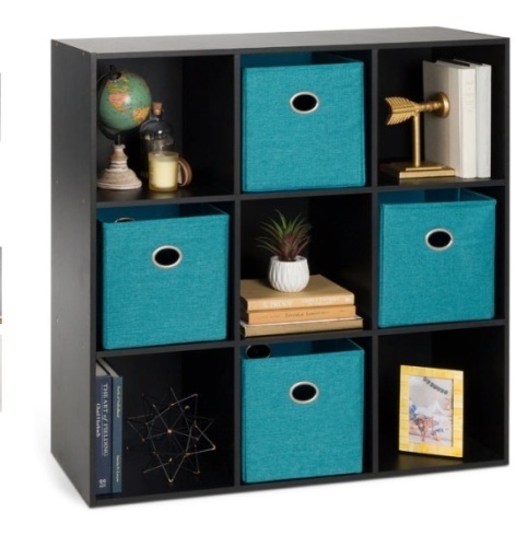 9-Cube Bookshelf Storage Display w/ 3 Removable Panels, Customizable Design - Lot 381