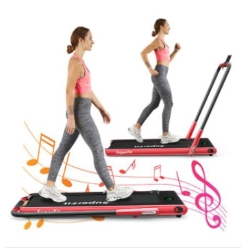 Costway 2.25HP 2 in 1 Folding Under Desk Treadmill W/Safety Key Remote APP Control - Lot 387