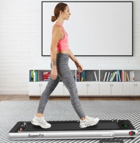 2 In 1 Folding Treadmill With Bluetooth Speaker Remote Control-Silver - Lot 390