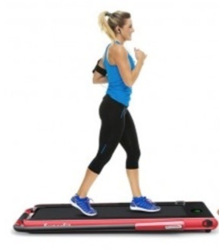 2-In-1 Folding Treadmill With Rc Bluetooth Speaker Led Display-Red - Lot 392