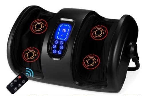 Reflexology Shiatsu Foot Massager w/ High-Intensity Rollers, Remote Control, Satin Black - Lot 435