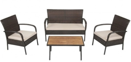 4Pcs Patio Rattan Outdoor Conversation Set With Cushions - Lot 398