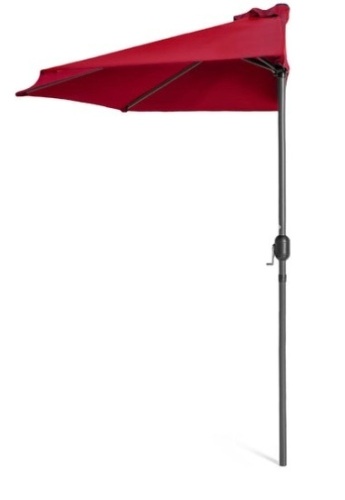 Half Patio Umbrella w/ 5 Ribs, Crank - 9ft, Red - Lot 466