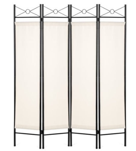 4-Panel Folding Privacy Screen Room Divider Decoration Accent, 6ft, White - Lot 469