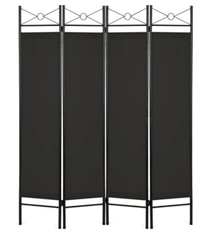4-Panel Folding Privacy Screen Room Divider Decoration Accent, 6ft, Black - Lot 470