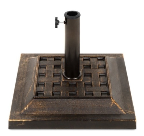26lb Steel Square Patio Umbrella Base Stand, Basketweave Pattern - Lot 472
