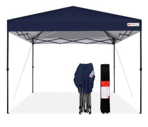 One-Person Setup Instant Pop Up Canopy w/ Wheeled Bag - 10x10ft, Blue - Lot 482