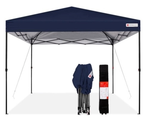 One-Person Setup Instant Pop Up Canopy w/ Wheeled Bag - 10x10ft, Blue - Lot 484