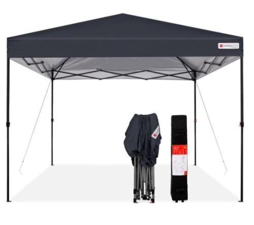 One-Person Setup Instant Pop Up Canopy w/ Wheeled Bag - 10x10ft, Gray - Lot 485