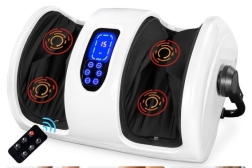 Reflexology Shiatsu Foot Massager w/ High-Intensity Rollers, Remote Control, Pearl White - Lot 491