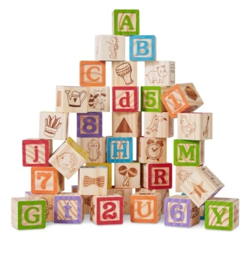 40-Piece Kids Wooden ABC Block Set Toddler STEM Toy w/ Carrying Case - Lot 496