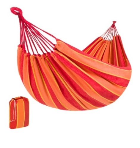 2-Person Brazilian-Style Double Hammock w/ Portable Carrying Bag, Orange - Lot 500