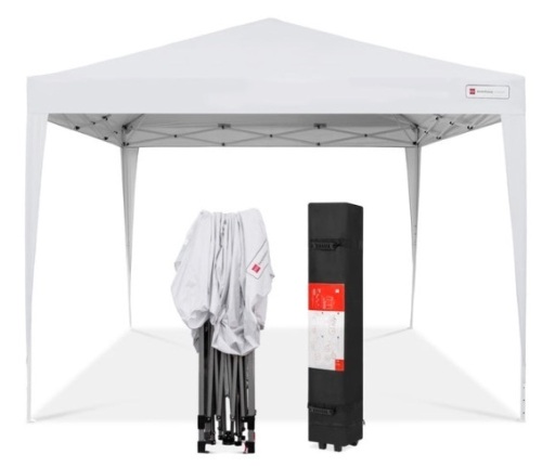 Outdoor Portable Pop Up Canopy Tent w/ Carrying Case, 10x10ft, White - Lot 505