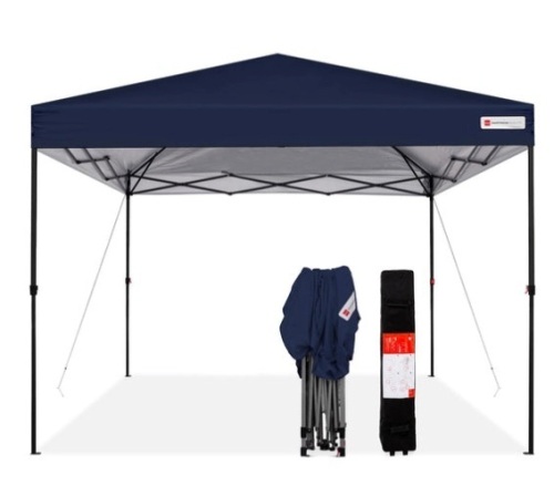 One-Person Setup Instant Pop Up Canopy w/ Wheeled Bag - 10x10ft, Blue - Lot 506