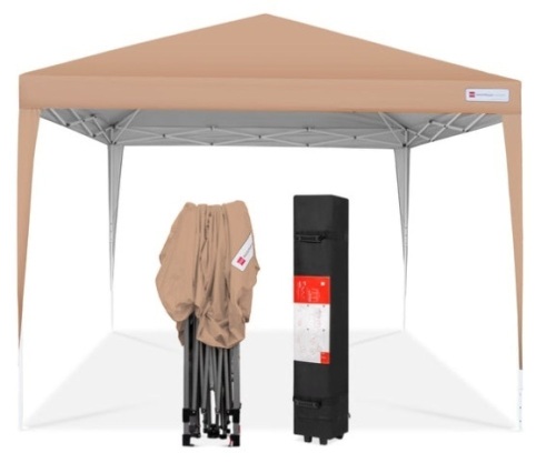 Outdoor Portable Pop Up Canopy Tent w/ Carrying Case, 10x10ft, Tan - Lot 507