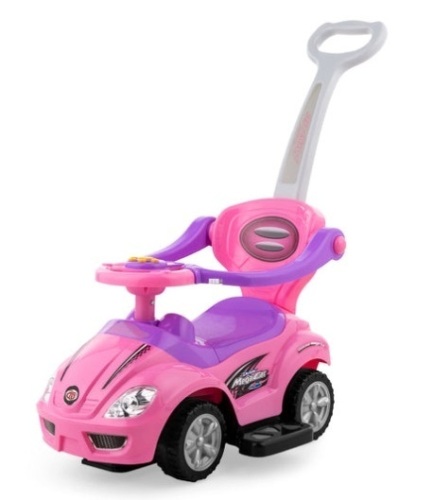 3-in-1 Kids Push Car w/ Handle and Horn, Pink - Lot 510