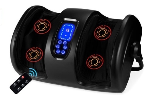Reflexology Shiatsu Foot Massager w/ High-Intensity Rollers, Remote Control, Satin Black - Lot 511