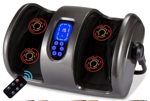 Reflexology Shiatsu Foot Massager w/ High-Intensity Rollers, Remote Control, Gray - Lot 512