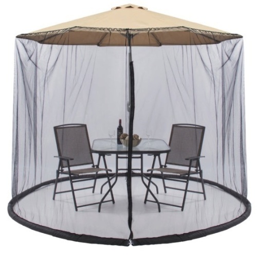 Adjustable Bug Net Accessory for Patio Umbrella w/ Zippered Door - 9ft - Lot 520