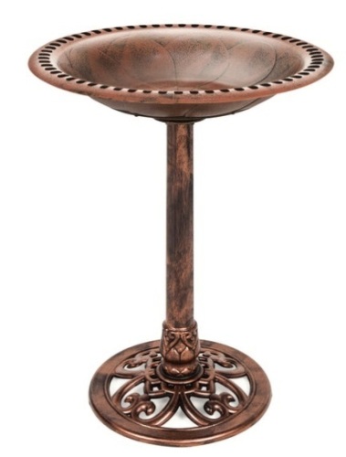 Vintage Outdoor Garden Bird Bath w/ Fleur-de-Lis Accents, Copper - Lot 523