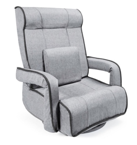 Oversized Swivel Gaming Floor Chair w/ Armrest, Adjustable Backrest, Light Gray - Lot 536
