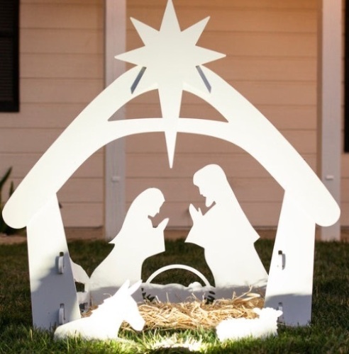 Christmas Nativity Scene Yard Decoration w/ Water Resistant PVC - 4ft - Lot 549