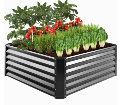 Outdoor Metal Raised Garden Bed for Vegetables, Flowers, Herbs - 4x4x1.5ft - Lot 552