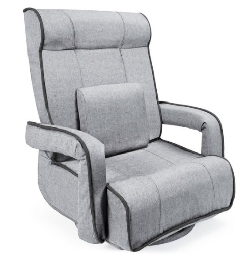 Oversized Swivel Gaming Floor Chair w/ Armrest, Adjustable Backrest, Light Gray - Lot 556