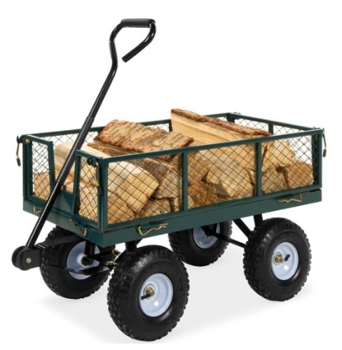 Steel Garden Utility Cart Wagon w/ 400lb Capacity, Removable Sides, Handle, Green - Lot 231