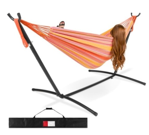 2-Person Brazilian-Style Double Hammock w/ Carrying Bag and Steel Stand, Sunset - Lot 238