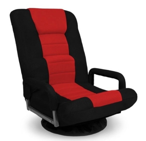 Gaming Floor Chair w/ 360-Degree Swivel, Armrest, Adjustable Backrest, Black/Red - Lot 248