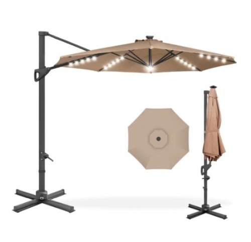 Offset Hanging Patio Umbrella - 10ft, Tan - Lot 266